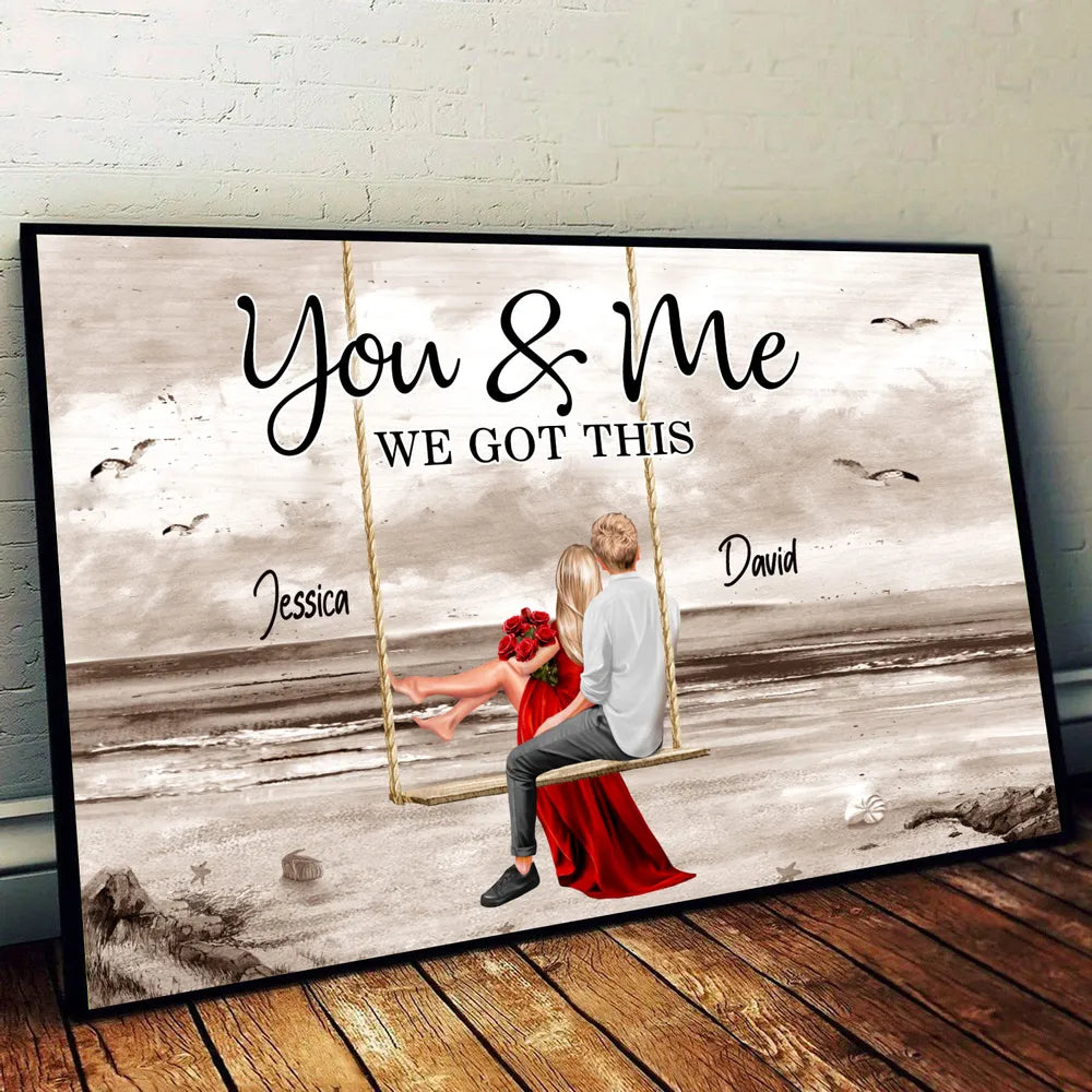 Personalized Romantic Poster with Couple on Swing, Love Home Décor and Gift for Couples