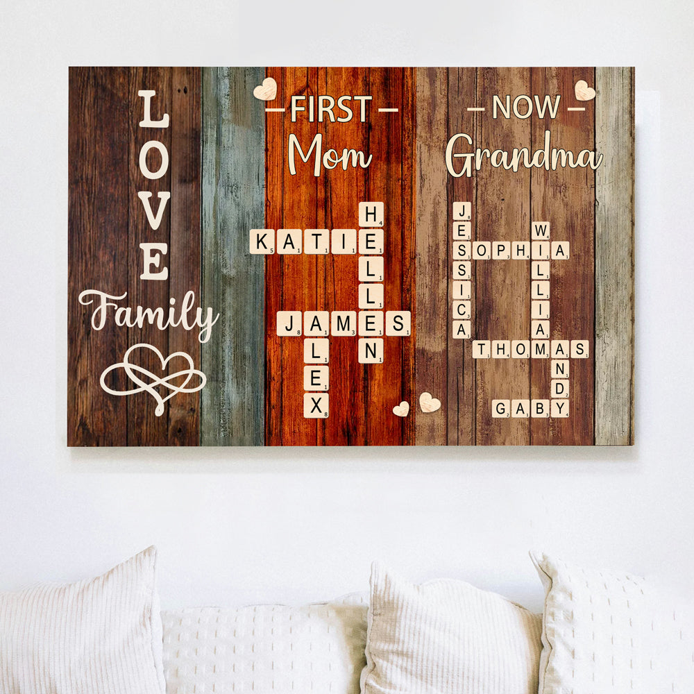 'First Mom, Now Grandma' Family Relationship Custom Canvas – A Perfect Expression of Love and Bond - Personalized Gift for Mother or Daughter