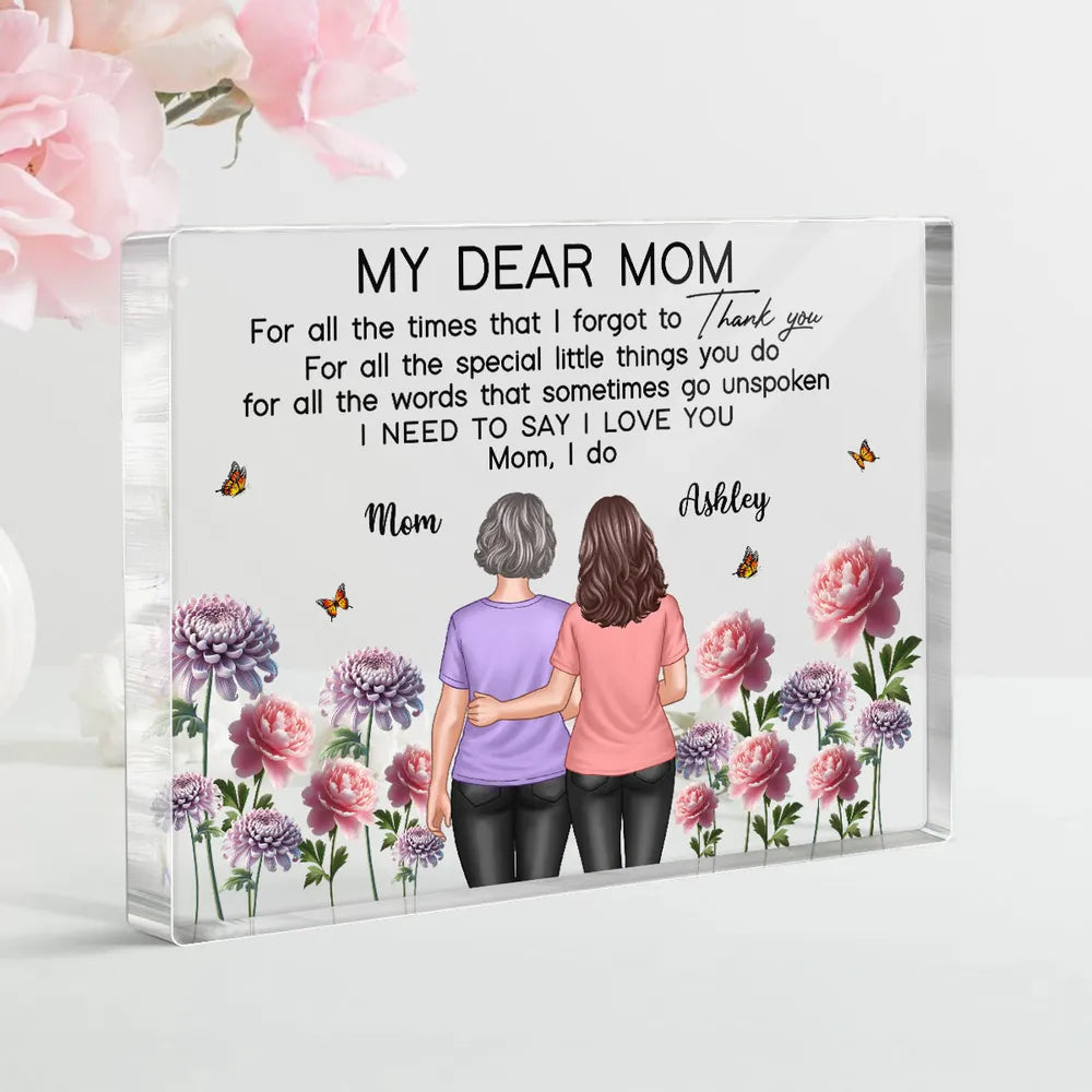 Mother-Daughter Acrylic Plaque with Flower Field Design