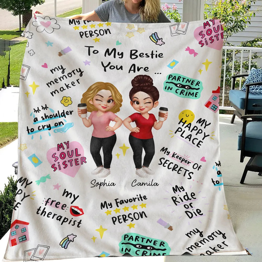 Bestie Blanket – Personalized Cozy Gift for Soul Sisters, High-Clarity Design with Sentimental Friendship Quotes