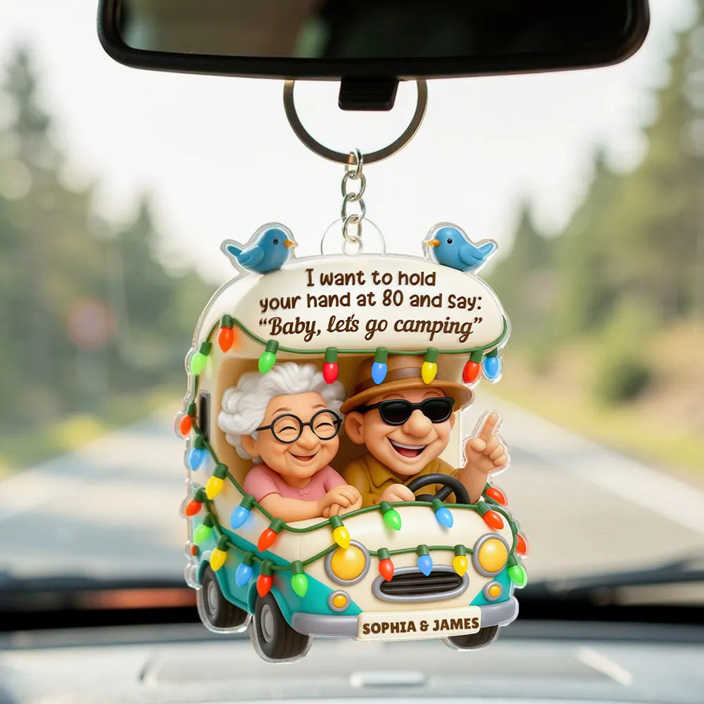 Acrylic Keychain Personalized Camping Couple Charm with Sweet Quote, Cute Daily Accessory and Unique Gift for Him or Her