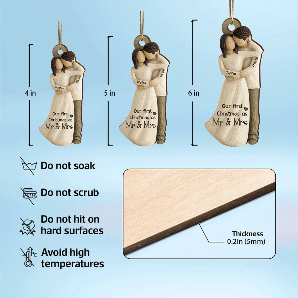 Wooden Ornament Personalized Couple Keepsake With Cozy Neutral Style - Sweet Holiday Gift That Says 'You & Me We got this'