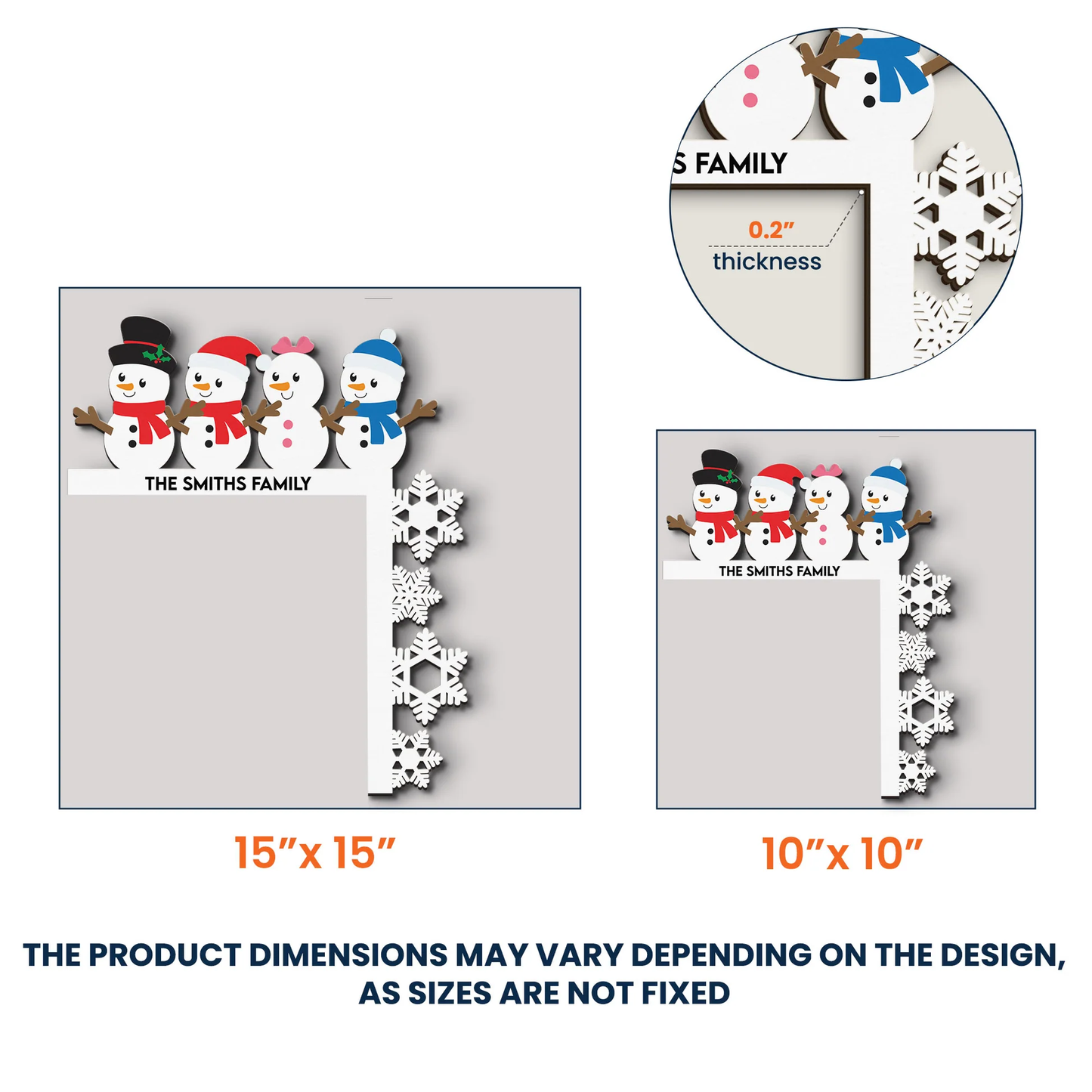 Door Corner Sign Customizable Snowman Family with Snowflake Edge - Holiday Entry Accent, A Creative Gift for Friends