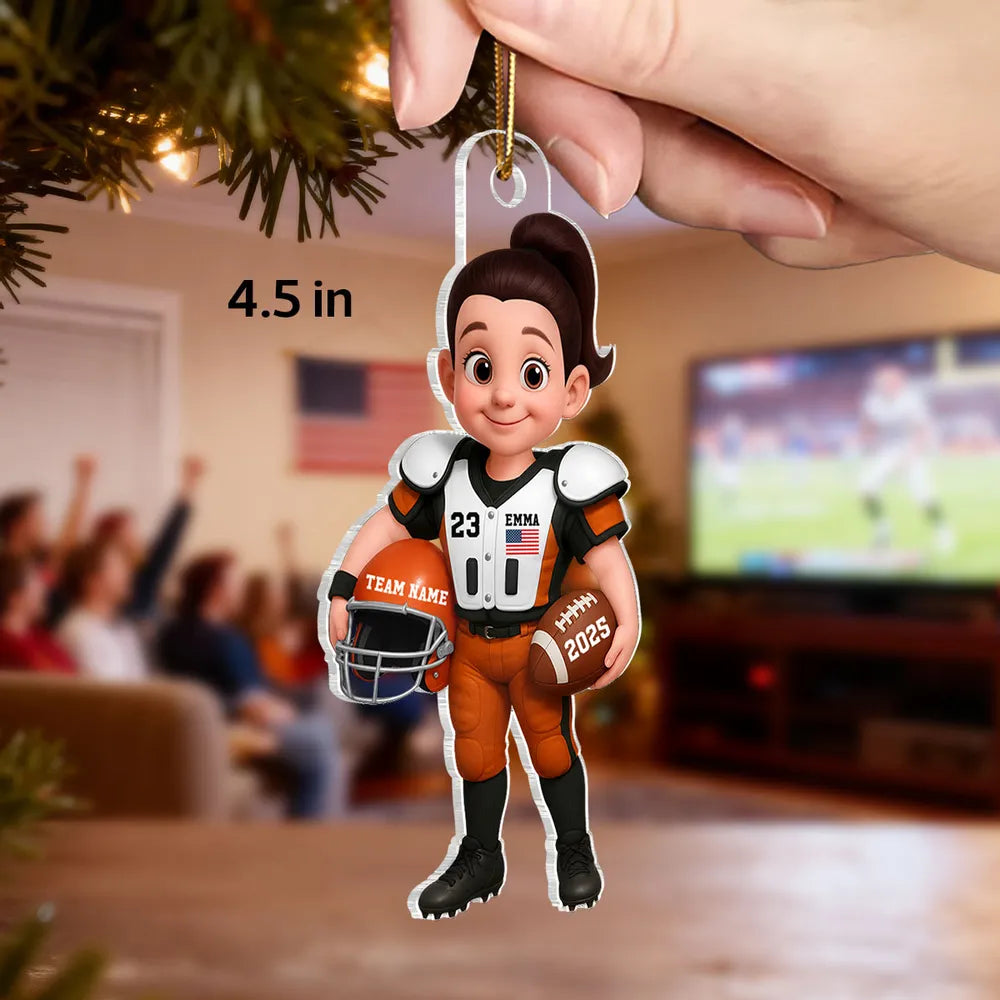 Acrylic Ornament - Personalized American Football Player for Christmas Tree, Cute Decor, Unique Gift for Kids & Sports Fans