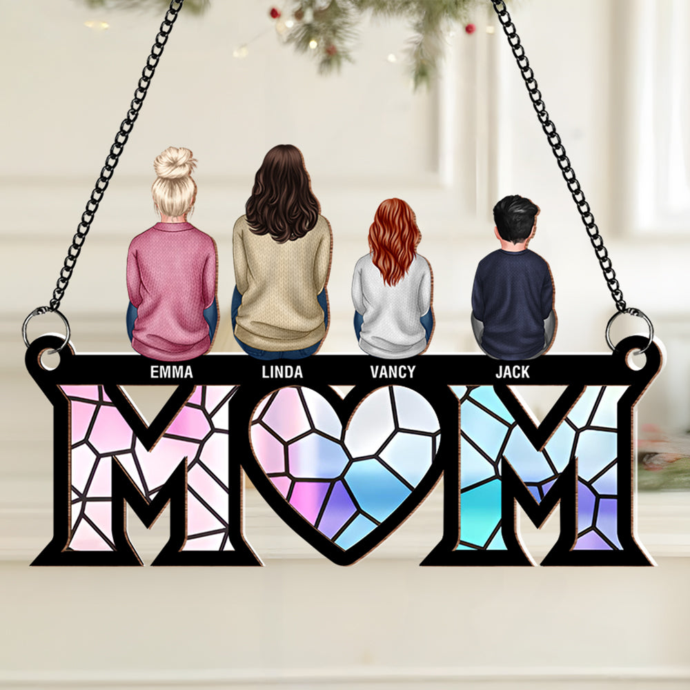 Custom Wood & Acrylic Ornament with Heartwarming Mother-Kids Design