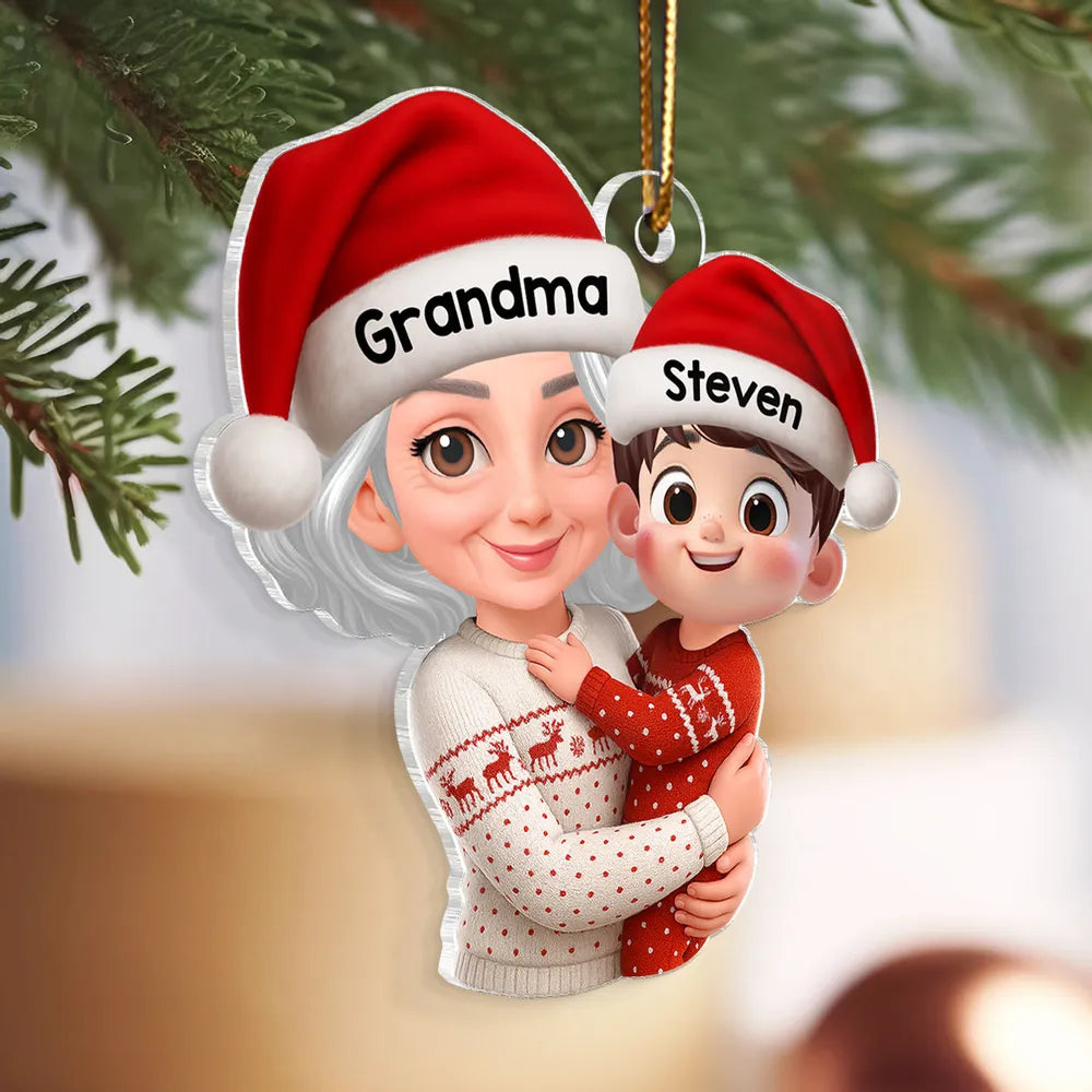 Personalized Christmas Ornament - Grandma & Grandchild Hug
