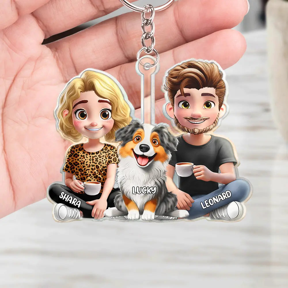 Personalized Dog Mom & Dad Acrylic Keychain with 3D Effect