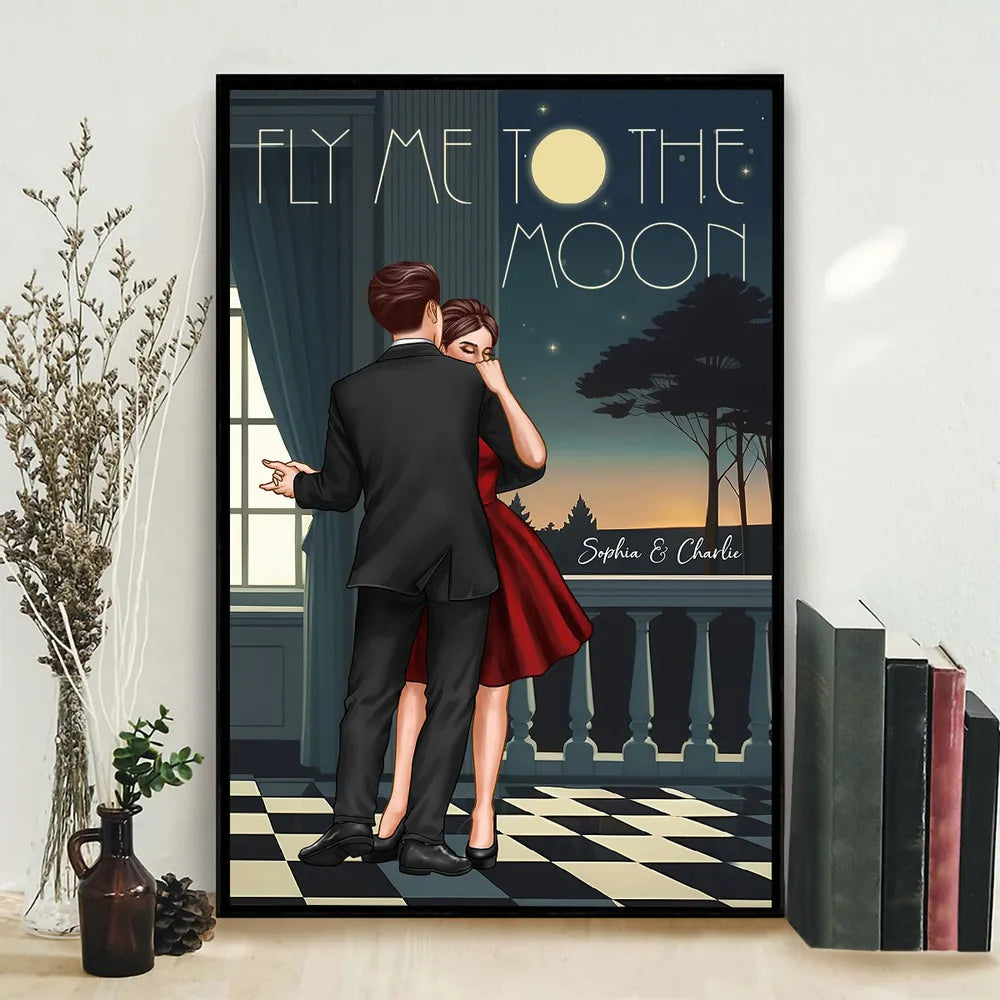 Celebrate Your Love and Passion for Dance - Couple Dancing In Moonlight Couple Anniversary Gift Valentine's Day Gift Personalized Poster