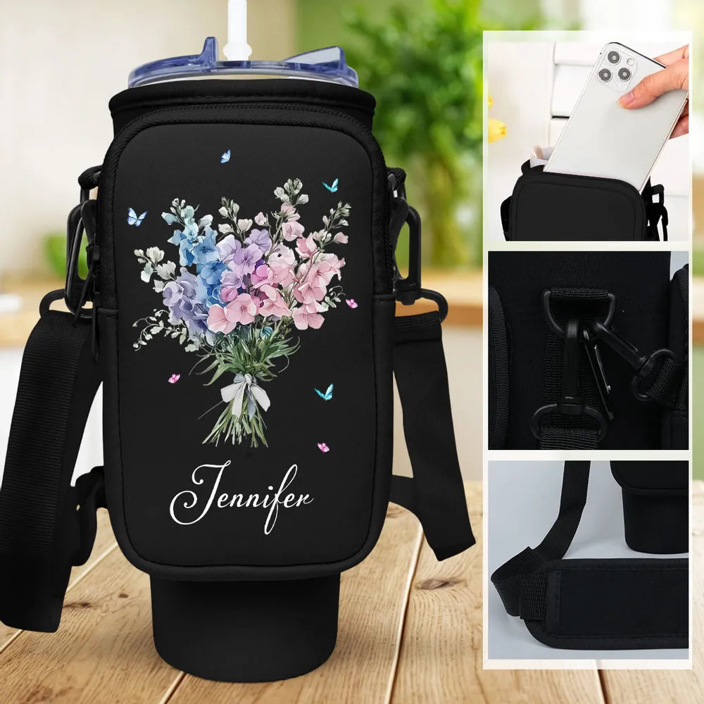 Custom Water Bottle Carrier Bag with Name - Unique Gift for Women