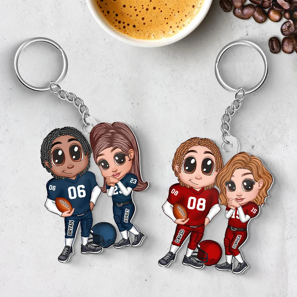 You’re My End-Zone Football Couple Acrylic Keychain – Y2K Style Personalized Gift