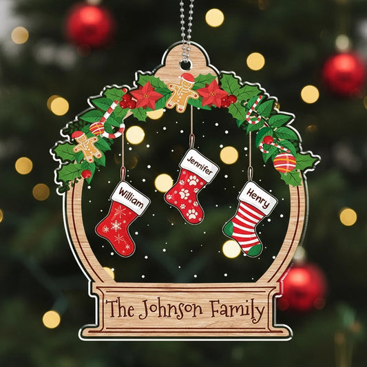 Family Stockings Acrylic Ornament, Christmas Tree Decoration, Heartwarming Gift