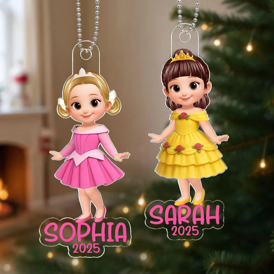 Cute Girl Themed Acrylic Ornament – Customizable Christmas Decoration for Kids