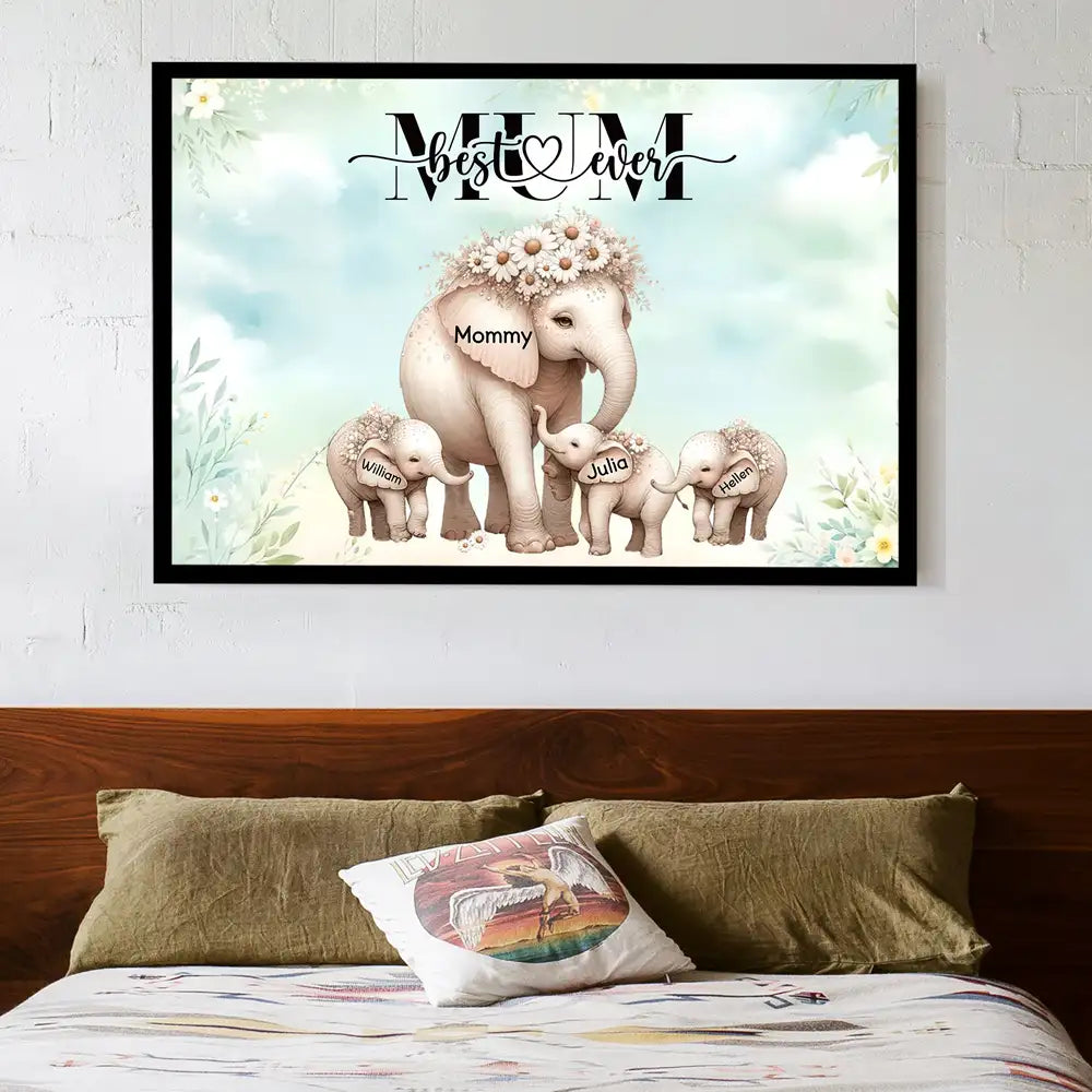 Personalized Mom Elephant Ornament – Custom Car Hanger for Mother