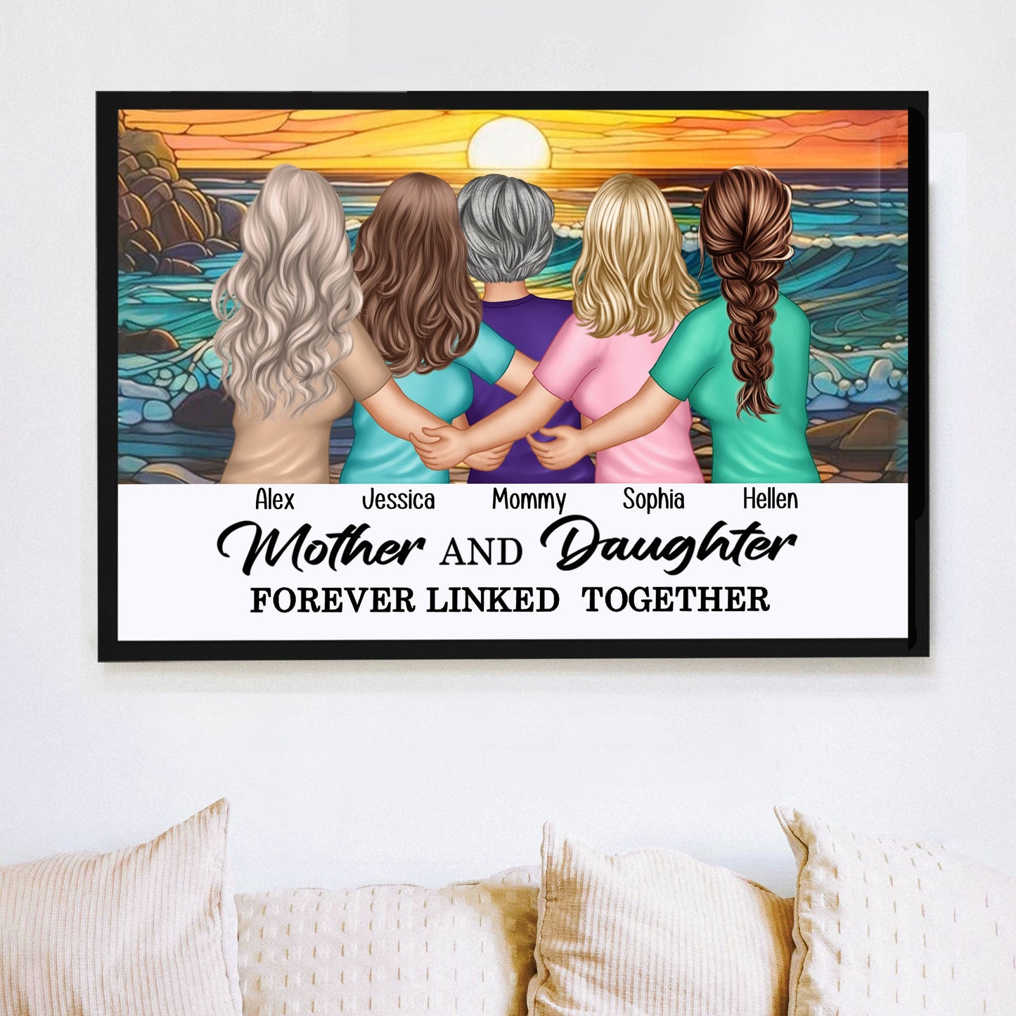 'Forever Linked Together' Mother-Daughter Sunflower Poster - Perfect Keepsake for Mom