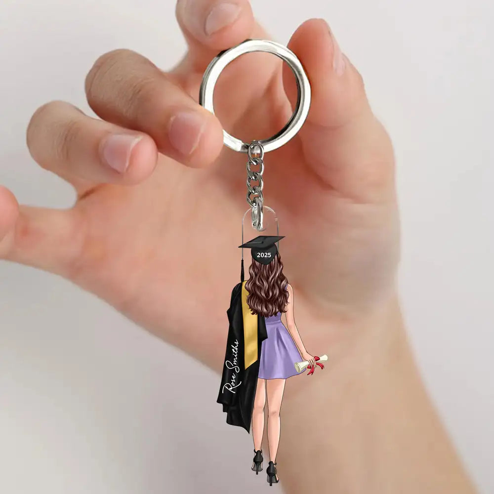 Custom Graduation Keychain with Name & Graduate Figure