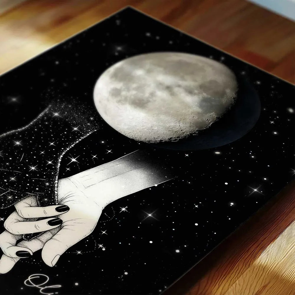 Personalized Moon Phase Couple Holding Hands Poster, Starry Night Wall Art, Unique Romantic Gift for Couple