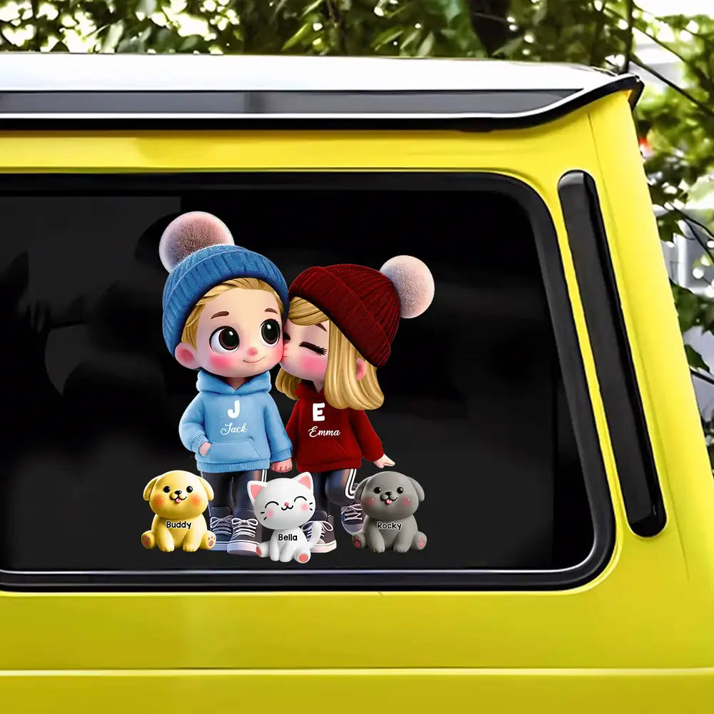 Personalized Sticker Decal for Couples – Cute Cartoon Design, Customizable for Him & Her
