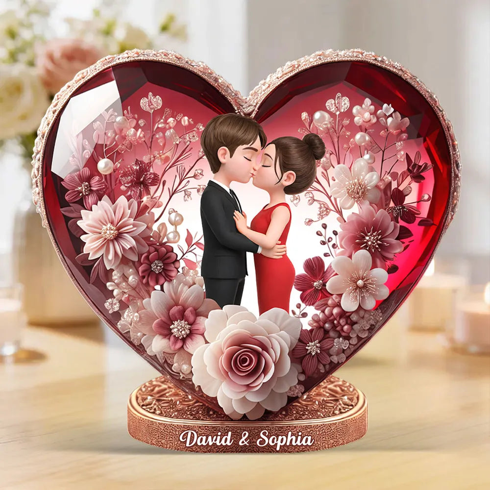 Eternal Love Heart Shaped Acrylic Block Plaque, Personalized Keepsake for a Couple - Sweet Home Accent, Thoughtful Gift for Her or Him
