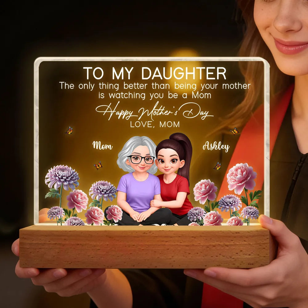 Personalized Block LED Light Plaque, To My Daughter Mother's Day Message, Cozy Bedside Decor, Unique Gift From Mom