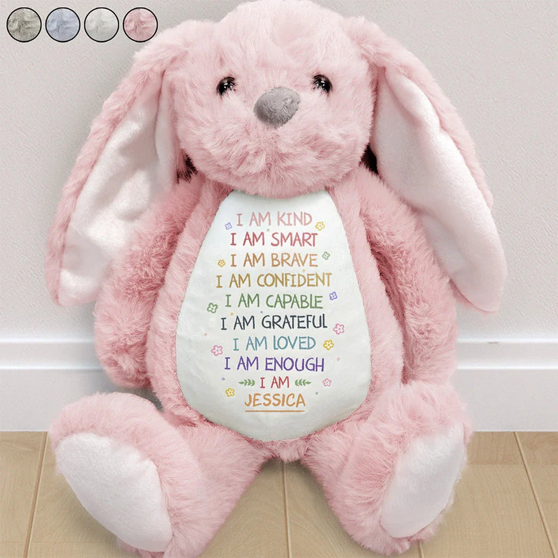 Personalized Plush Bunny with Positive Affirmations, Sweet Nursery Keepsake, Unique Gift for Kids