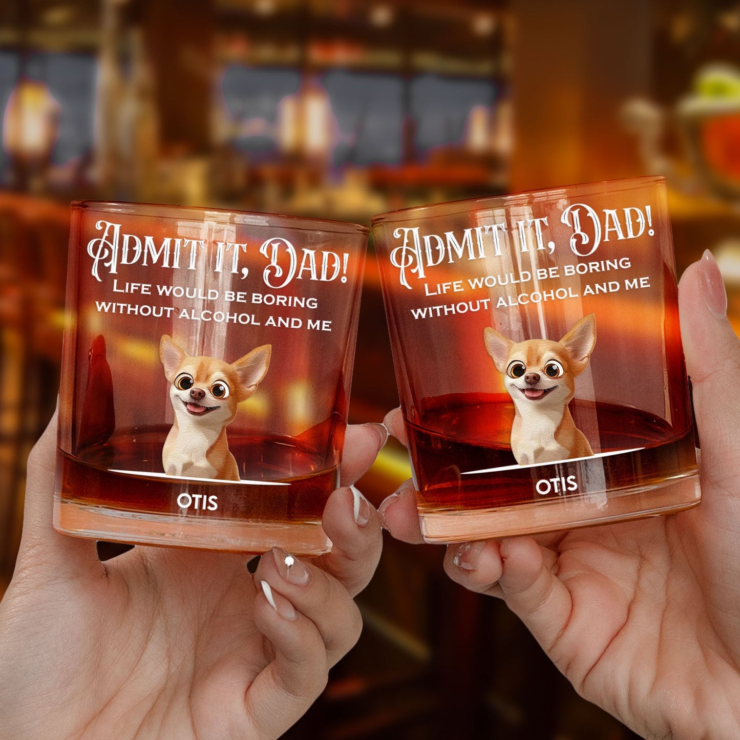 Custom Dog-Design Whiskey Glass for Dad – Personalized Pet Cup Gift