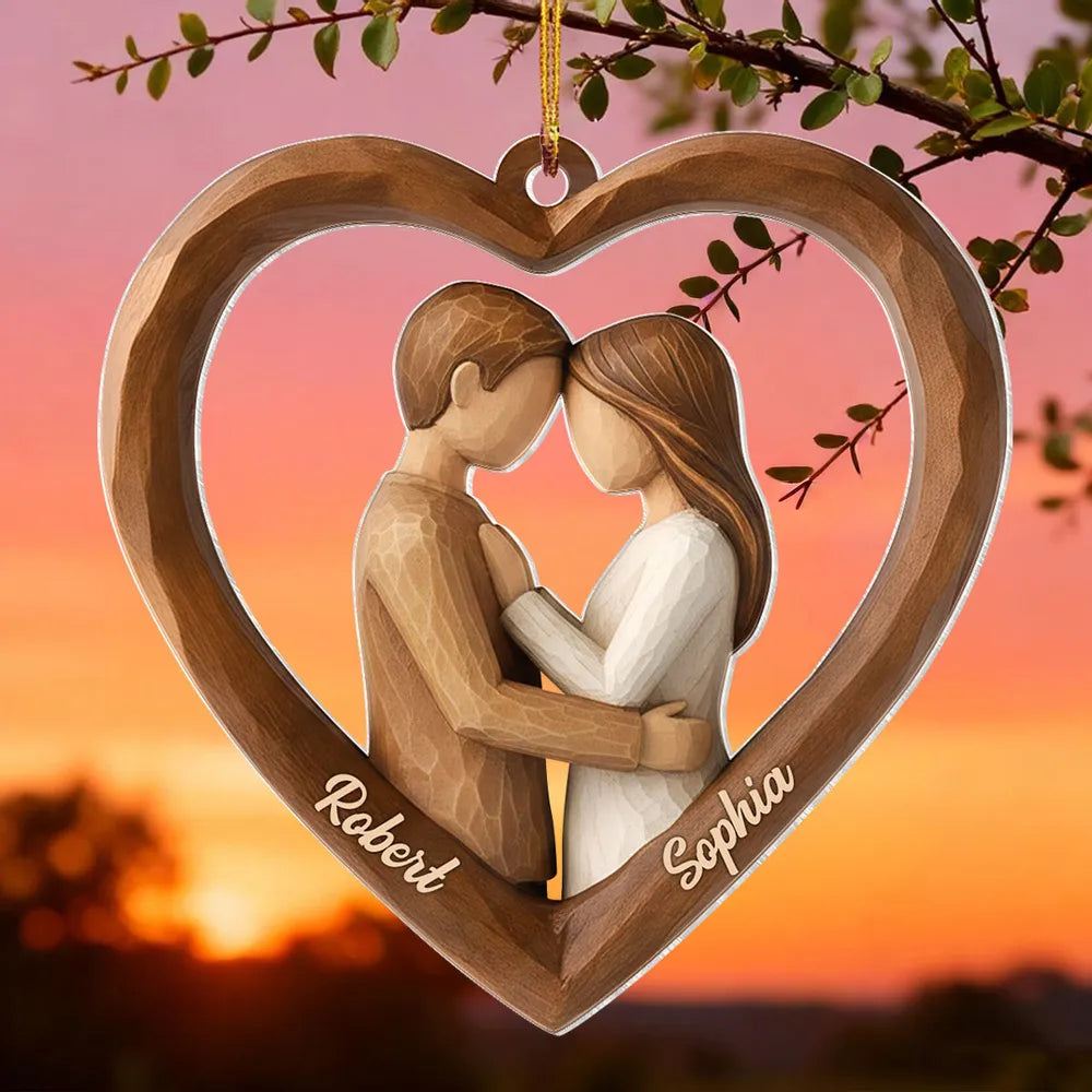 Custom Couple Heart Acrylic Ornament – Unique Hanging Decoration for Romantic Holidays, Anniversaries and Everyday Love Gifts