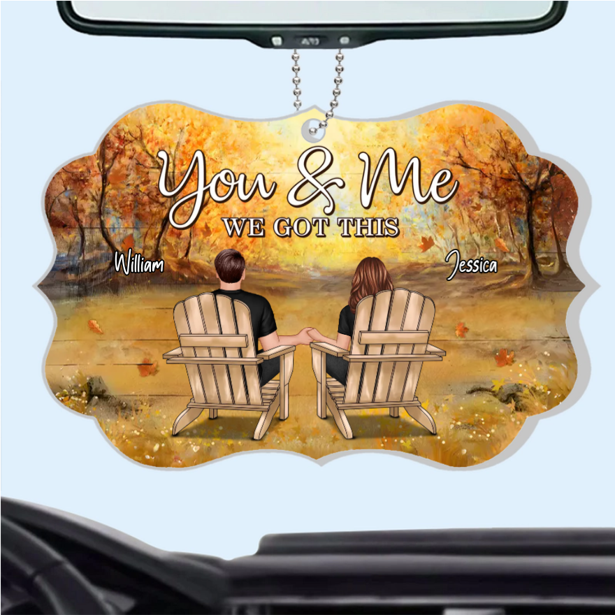 Fall Season Couple Back View Personalized Horizontal Poster