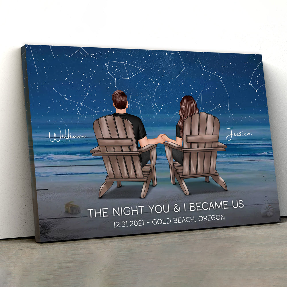Personalized Poster of Our Starry Night – Custom Couple Poster – ‘The Night You & I Became Us’ – Ideal Gift for Lovers, Wedding, or Anniversary