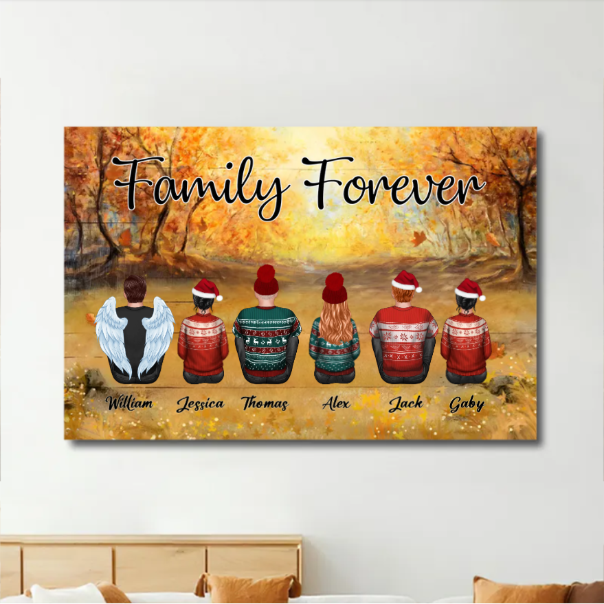 Personalized Family Forever Poster or Canvas, Keychain, Plaque, Car Hanger, Wallet Card - Perfect Gift for Siblings, Memorial Keepsake