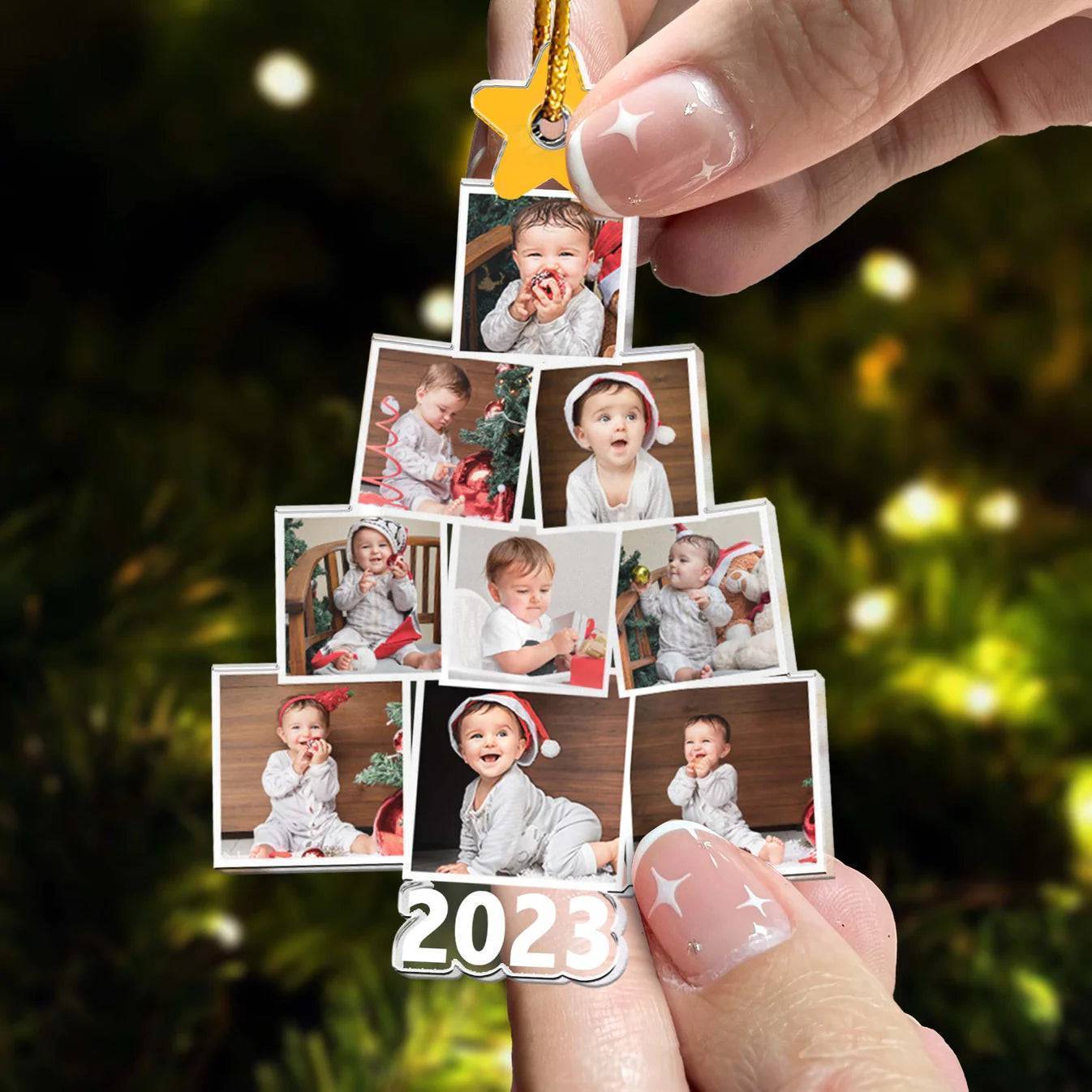 Personalized Acrylic Ornament Photo Collage for Christmas Tree Decor, Sweet Baby Memory, Unique Gift for New Parents