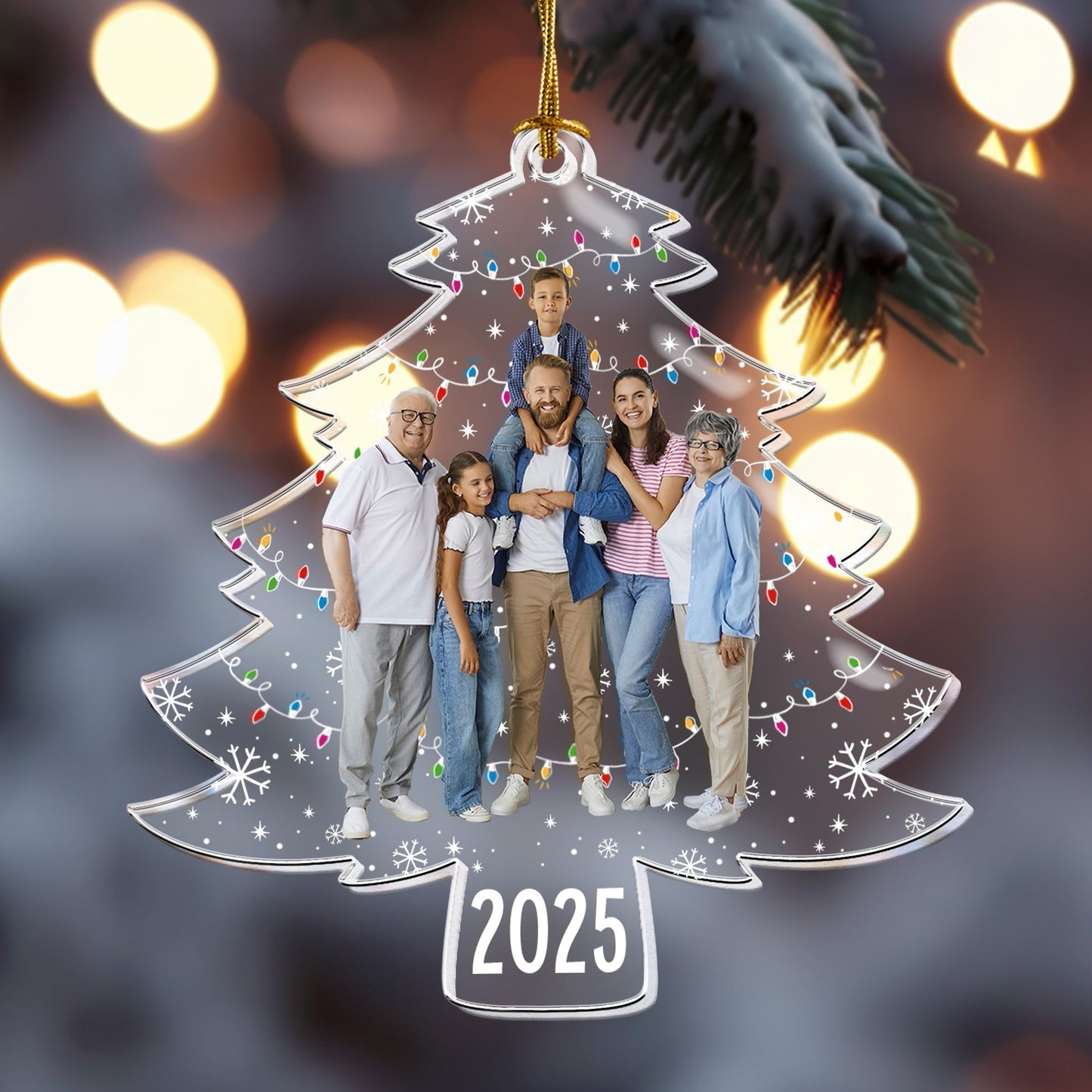 Personalized Acrylic Ornament with Custom Family Photo Christmas Tree Design – Unique Holiday Gift for Loved Ones