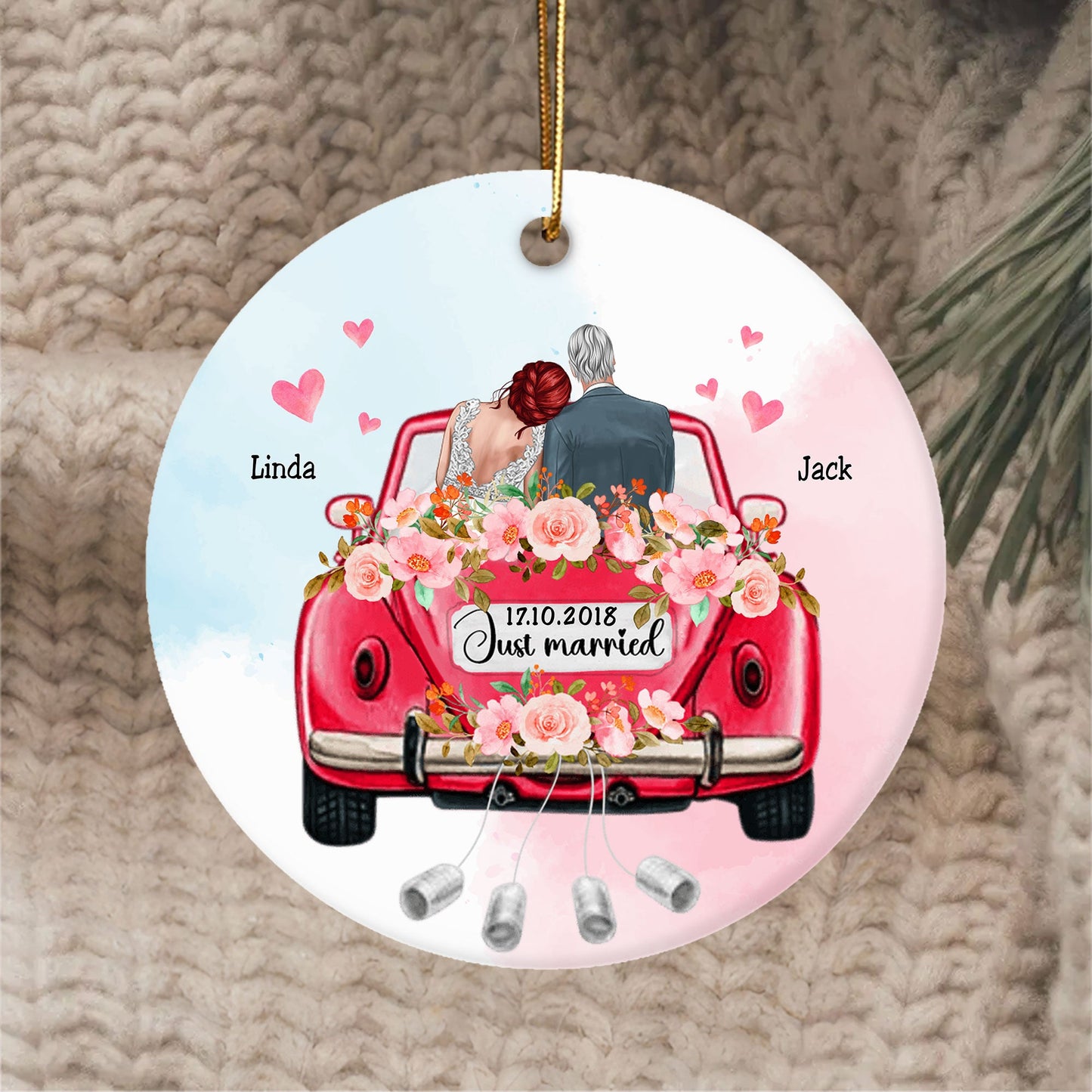 Personalized Wedding Car Ornament - Celebrate the Start of Your Love Journey