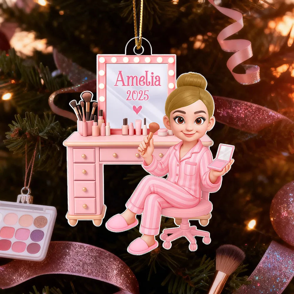 Beauty Lover Acrylic Ornament – Cute Pink Vanity Theme, Perfect Gift for Makeup Enthusiasts