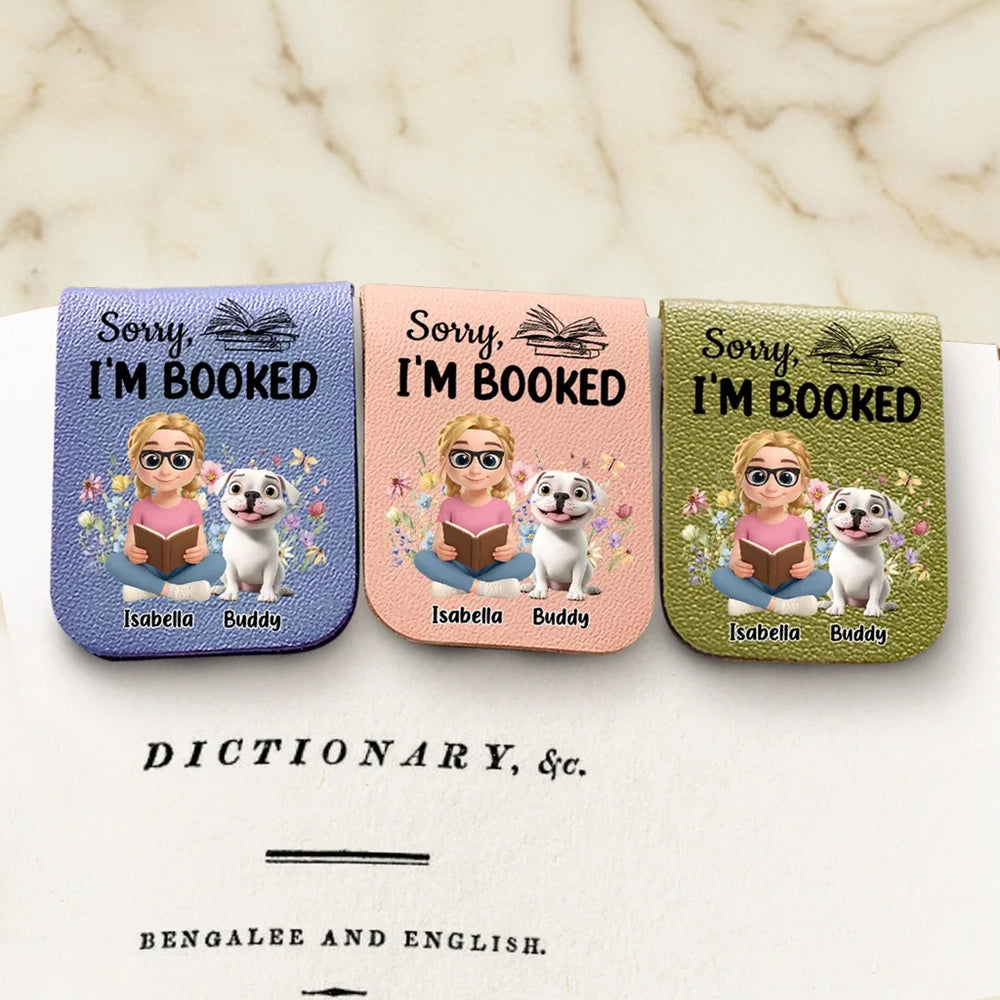 Personalized Leather Magnetic Bookmark, Humorous Design with Cute Illustration, Ideal Book Companion
