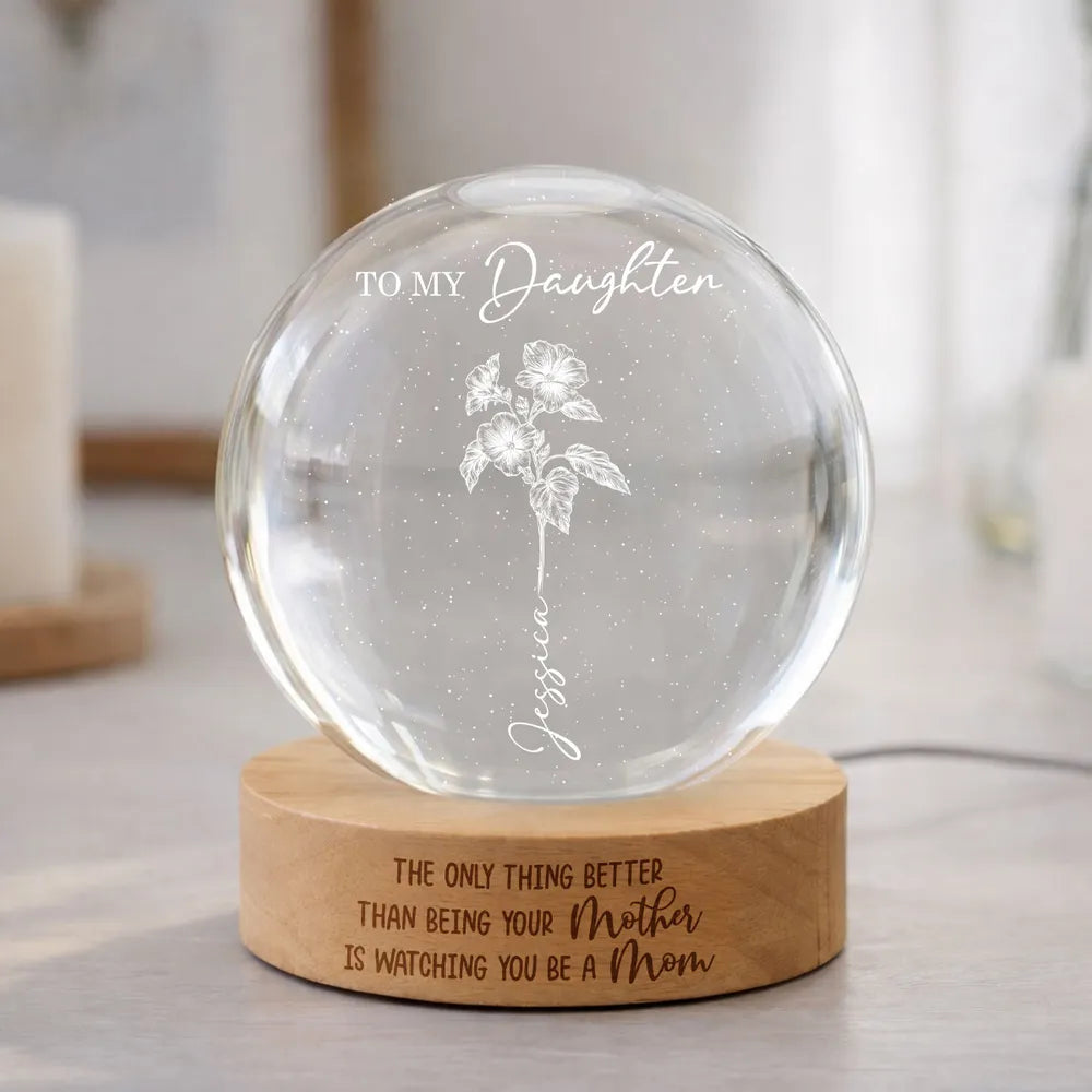 Personalized Globe Lamp for Daughter - 'Watching You Be a Mom' Warm Night Light, Unique Mother's Day Gift