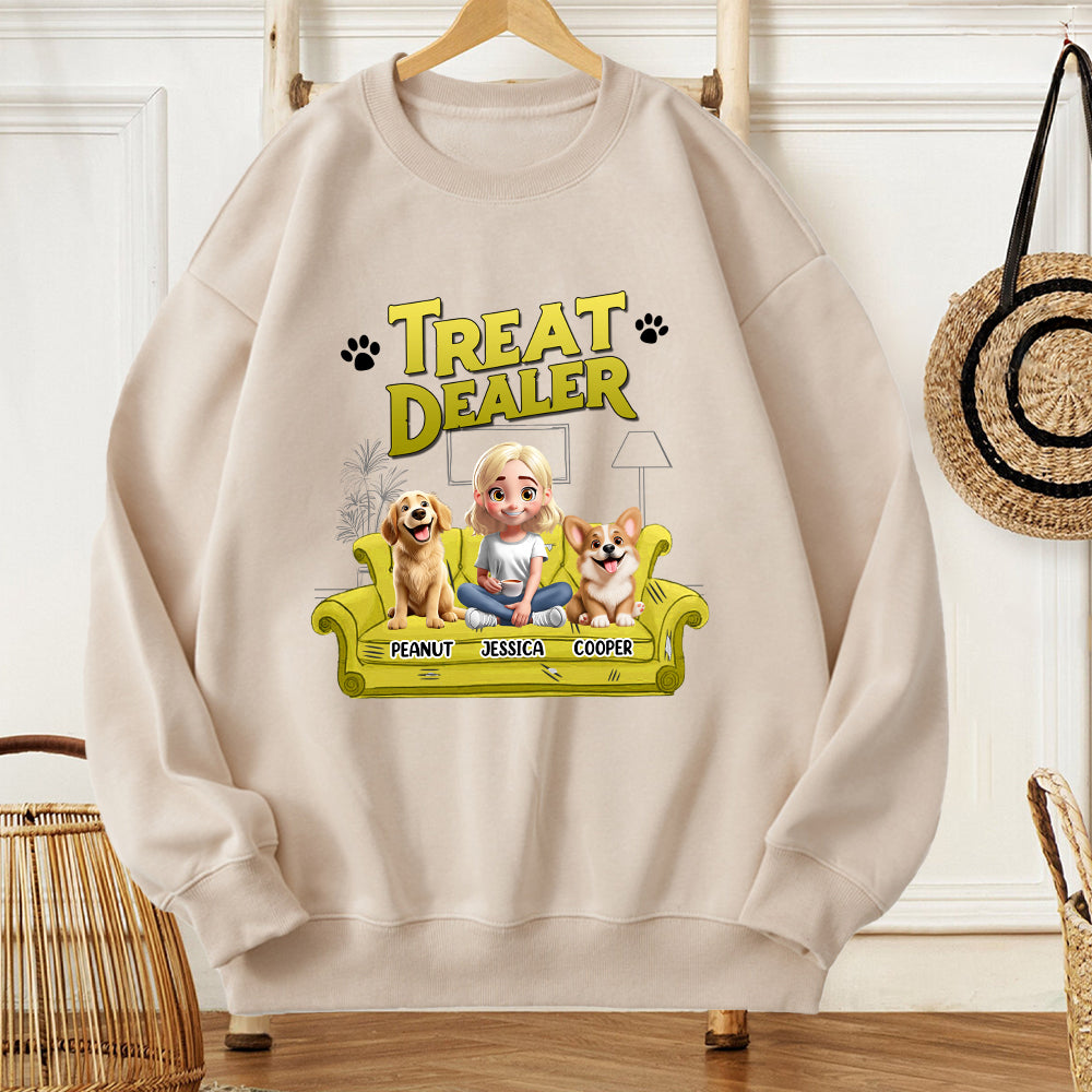 Treat Dealer – Funny Personalized Dog Lover T-Shirt, Women’s Tee, Sweatshirt and Hoodie – Ideal Gift for Dog Owners and Pet Lovers