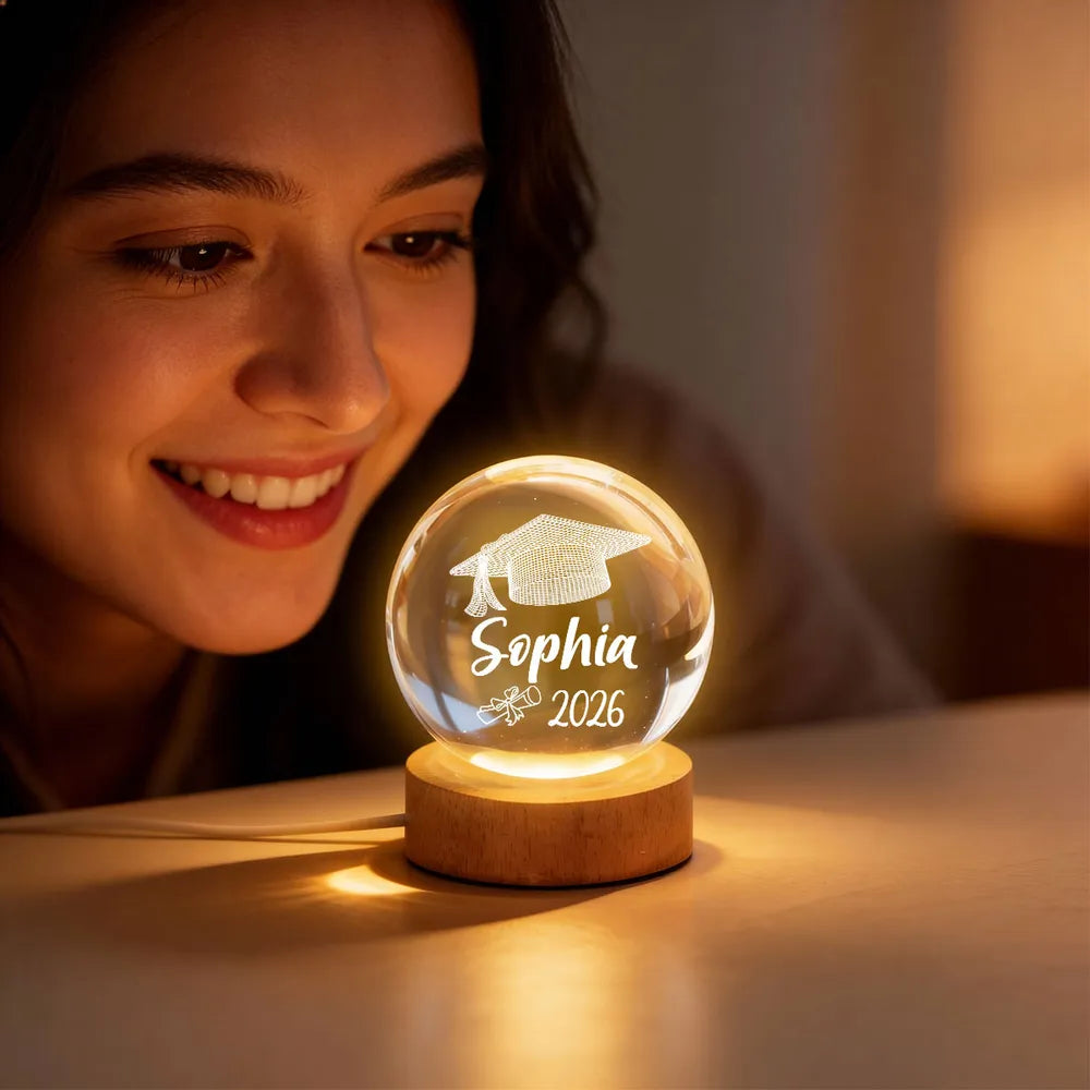 Personalized Globe Lamp With Graduation Cap Illusion Night Light, Unique Graduation Gift Keepsake
