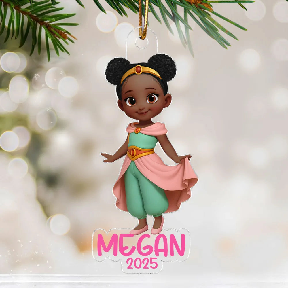 Cute Girl Themed Acrylic Ornament – Customizable Christmas Decoration for Kids
