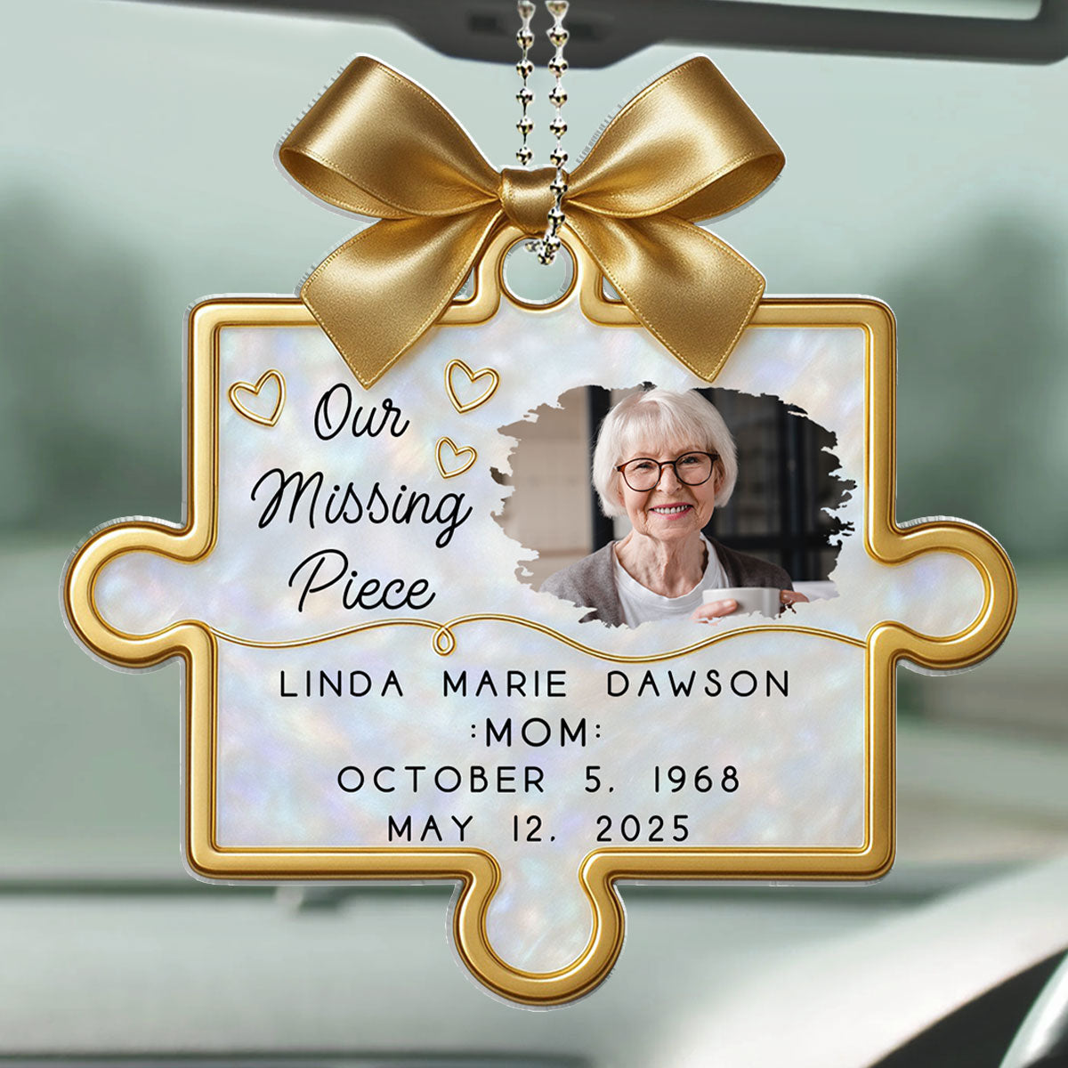 Custom Photo Acrylic Ornament with Puzzle Piece Tribute, Missing-You Keepsake Display, Unique Gift for Family