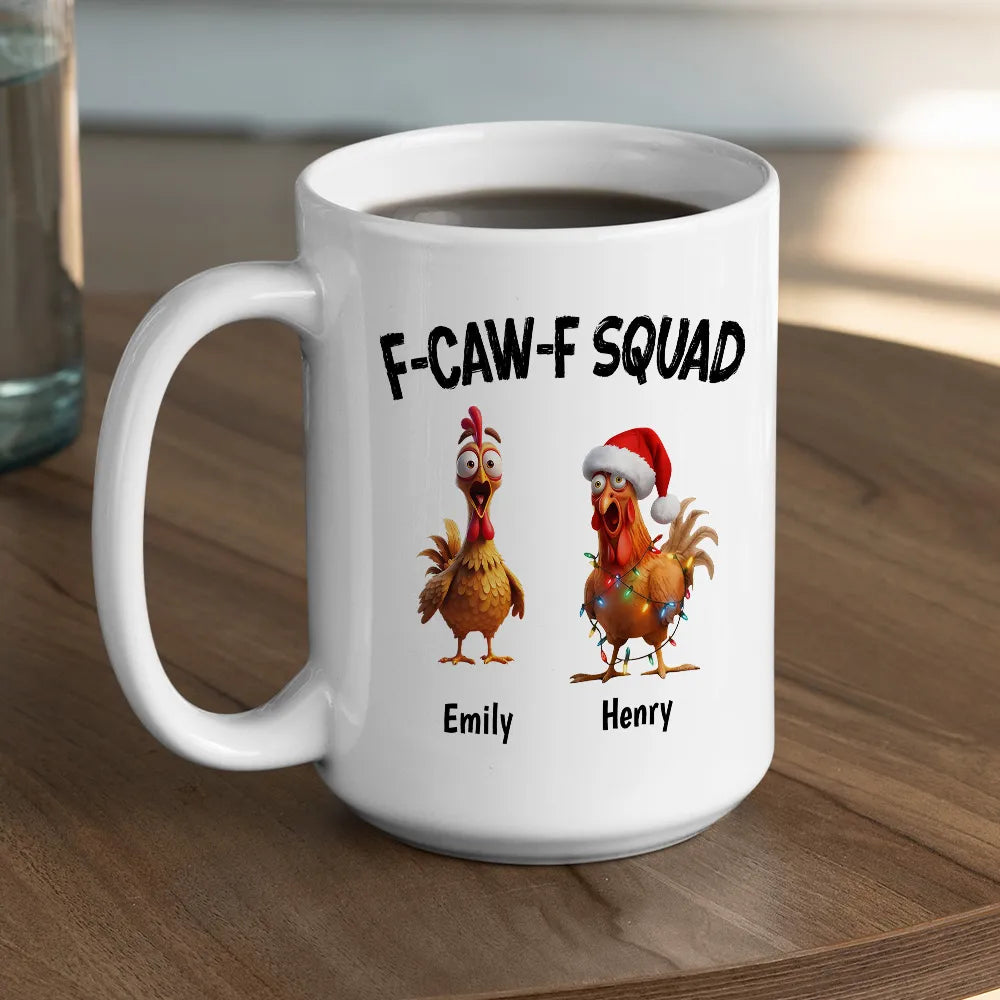 Personalized Chicken Squad Mug with Custom Names – Funny Office Team Coffee Cup Gift