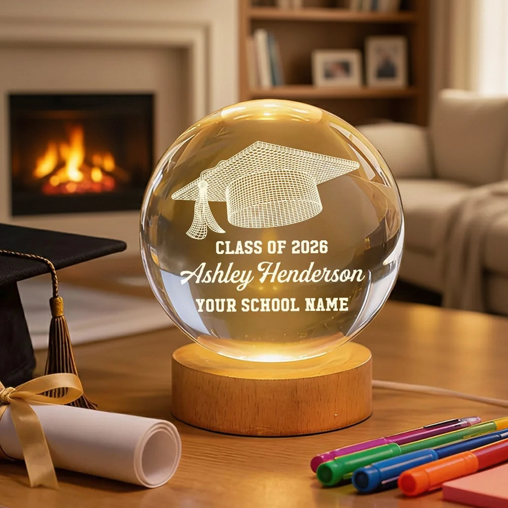 Class Of Graduation Globe Lamp Night Light, Personalized Warm Glow Desk Display, Thoughtful Gift for Grad