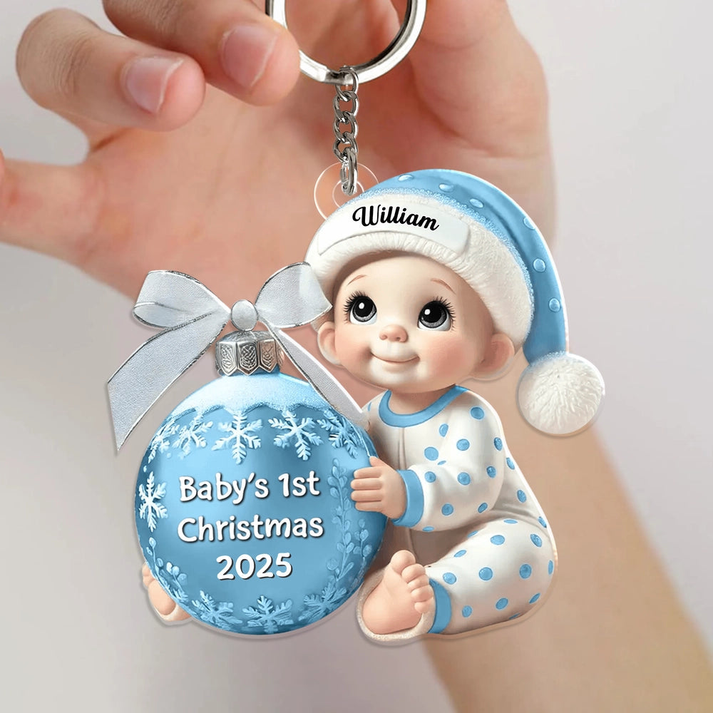 Personalized Baby’s First Christmas Ornament, custom name and year, a special gift for newborns and parents, perfect for celebrating baby’s first holiday