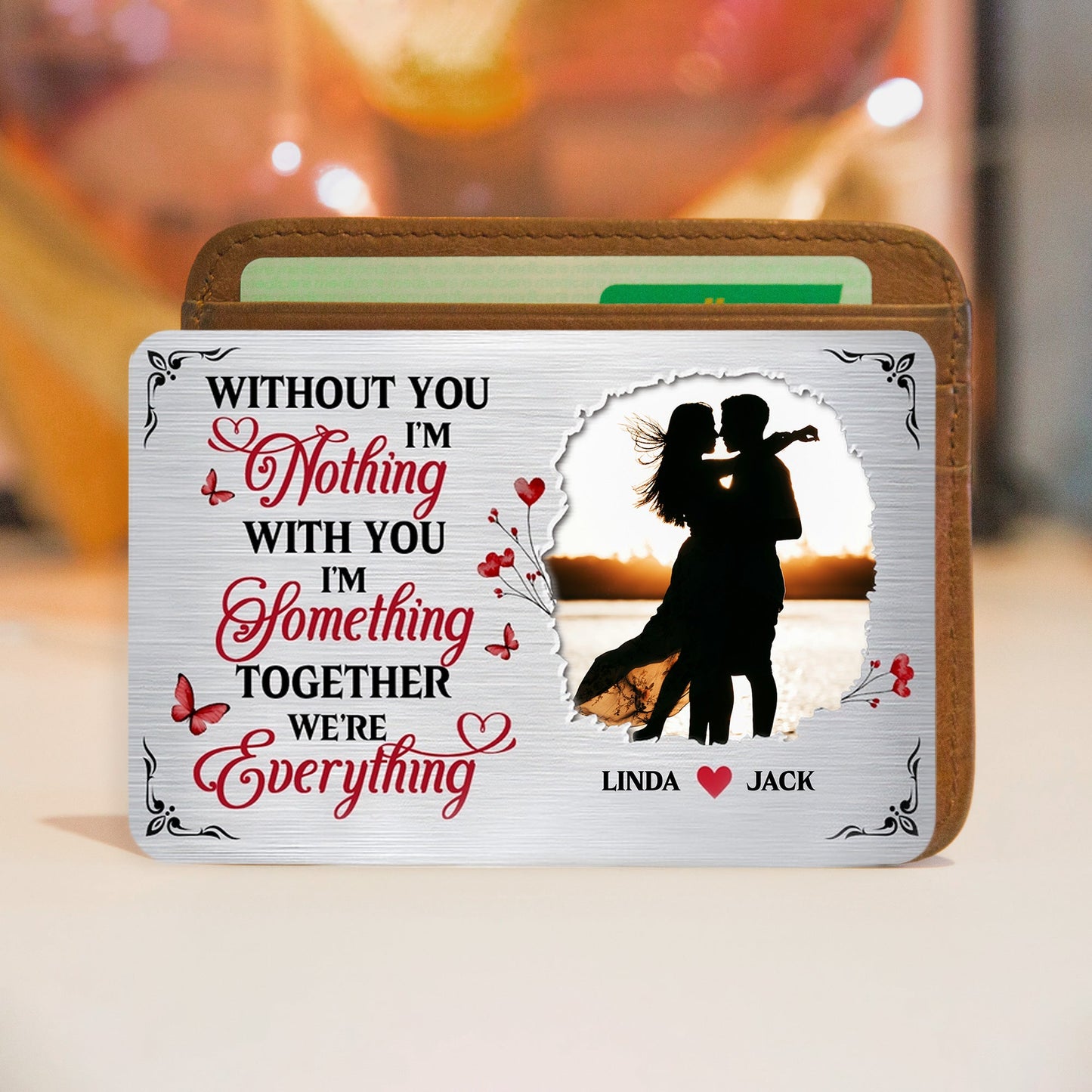 Couple's Custom Wallet Card – "Together We're Everything" Metal Card