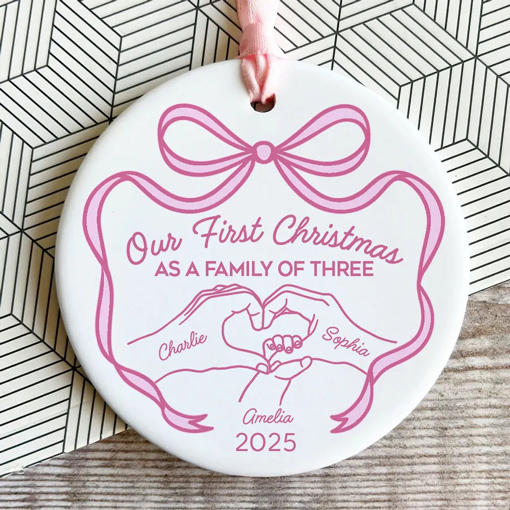 Our First Christmas as a Family of Three Ceramic Ornament, 2025 Family Keepsake
