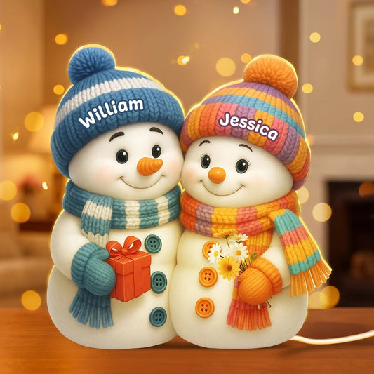 Snowman Couple Acrylic Light Box – Cozy Winter Glow, Perfect Gift for Lovers & Christmas Décor