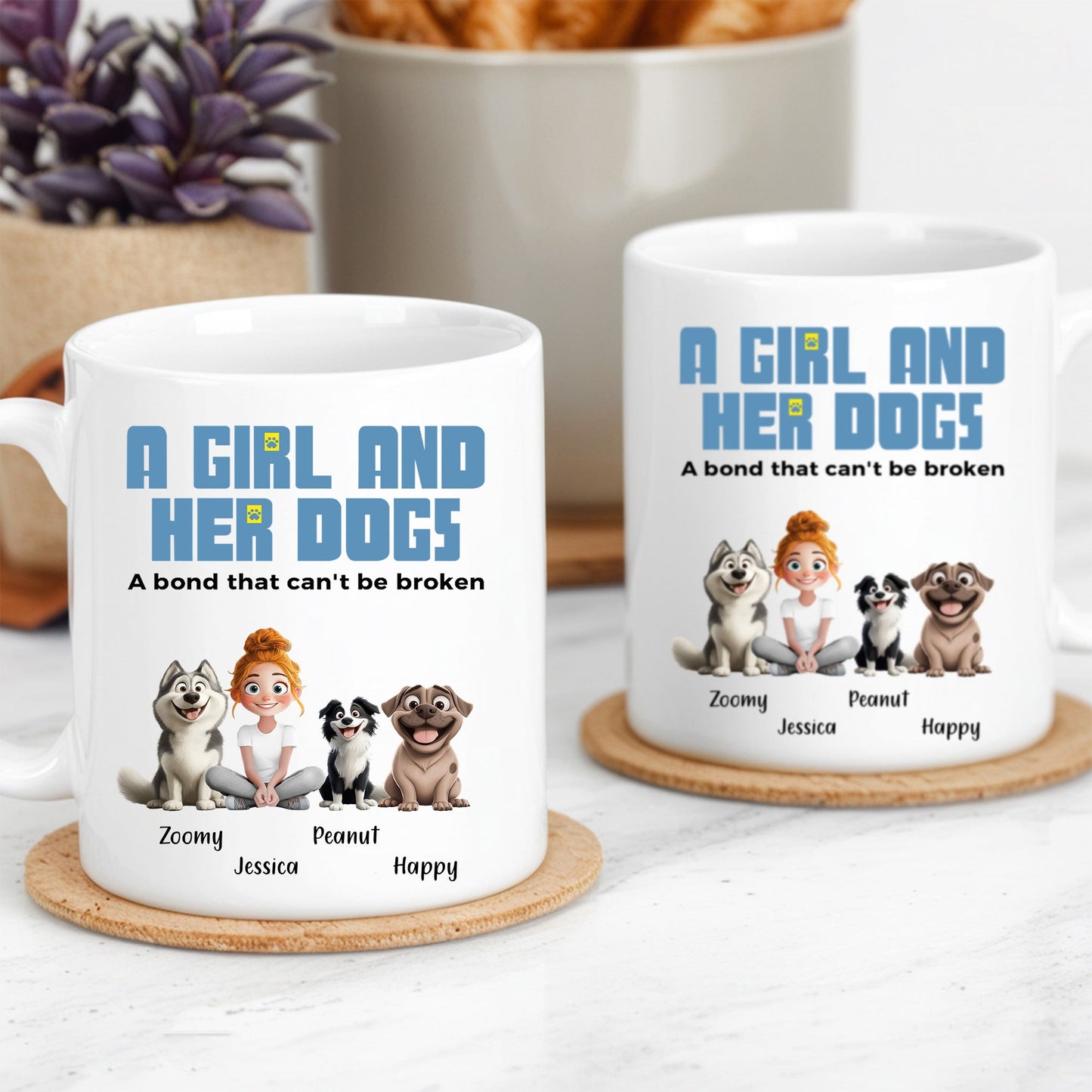 A Girl and Her Dogs" Personalized Mug, Special Gift for Pet Lovers, Perfect Dog Companion Bond Cup