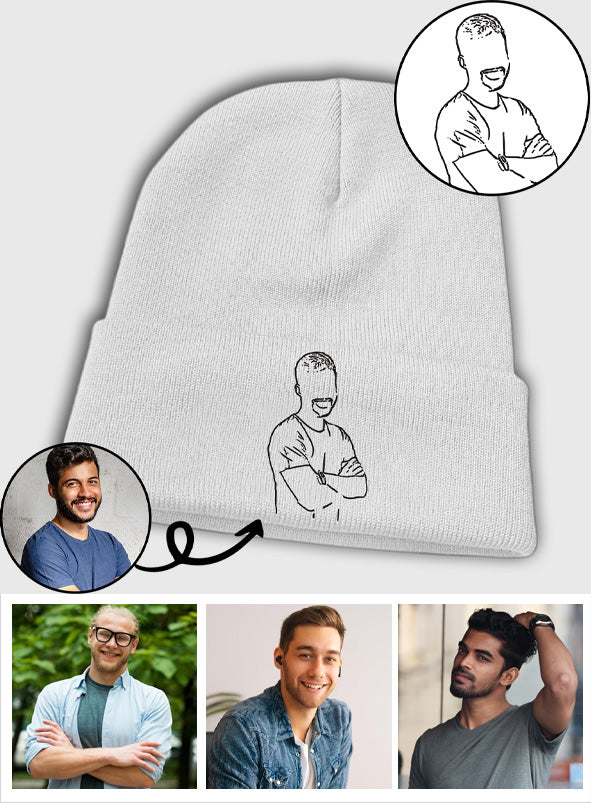Custom Photo - Personalized grandson Embroidered Beanie