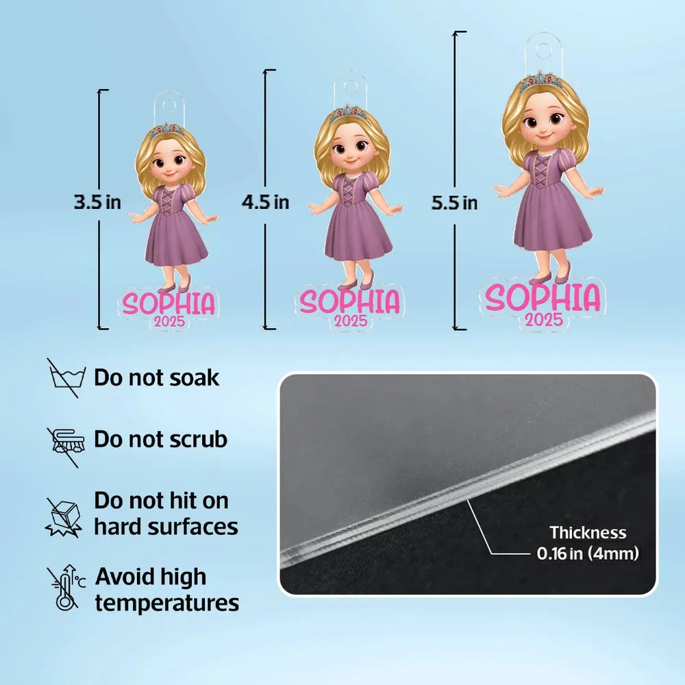 Cute Girl Themed Acrylic Ornament – Customizable Christmas Decoration for Kids