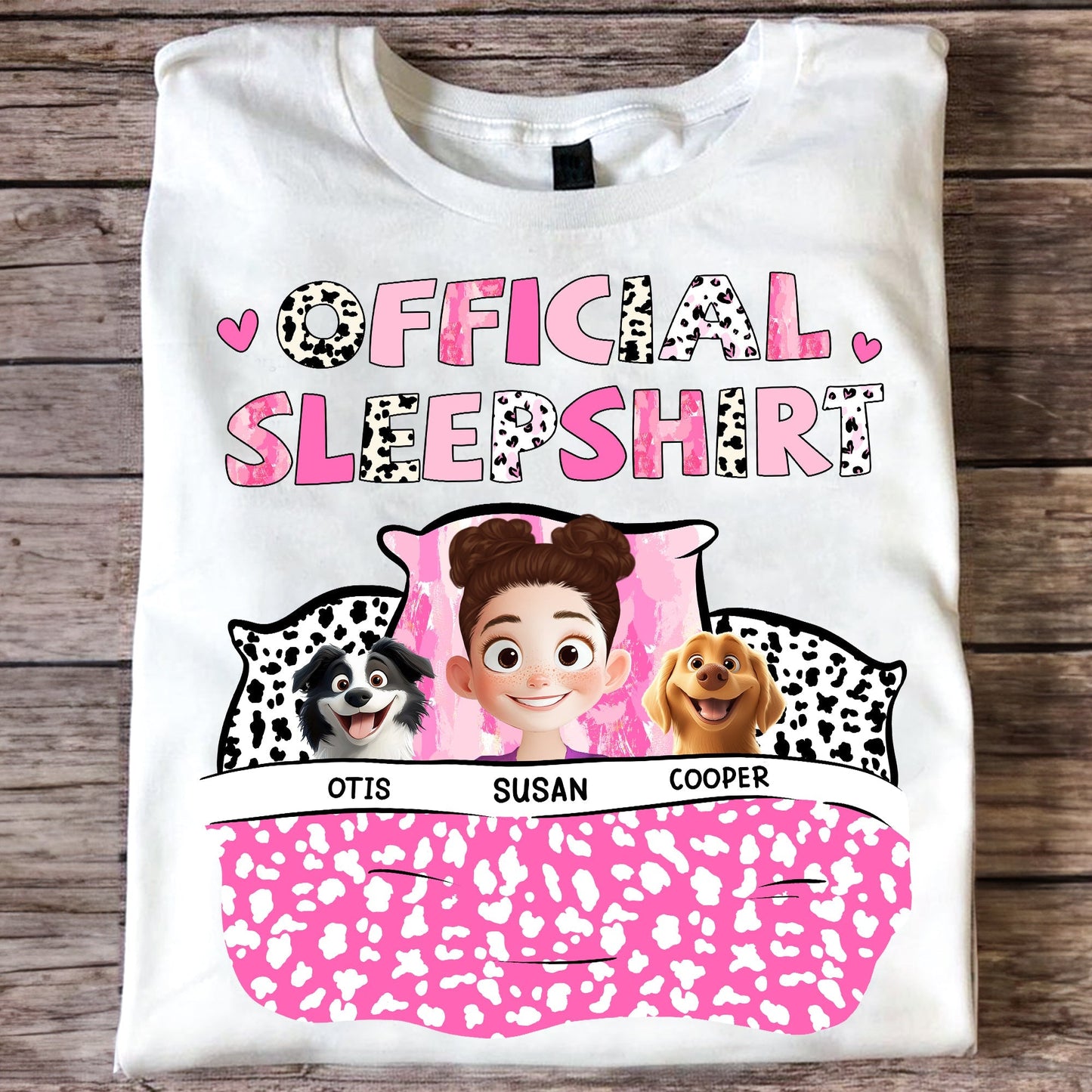 Personalized Dog Lover Sleep Shirt – Official Sleepshirt with Cute Design Featuring Pet Names, Ideal for Kids and Pet Lovers, Perfect for Birthdays or Casual Wear