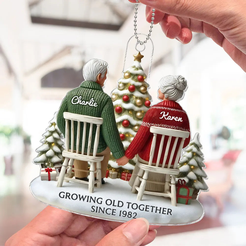 Christmas Acrylic Car Hanger for Couples – Heartwarming Holiday Keepsake, Perfect Gift for Parents or Grandparents